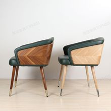 旭信餐椅簡約創意網紅ins家用北歐餐廳實木椅子皮藝靠背凳子