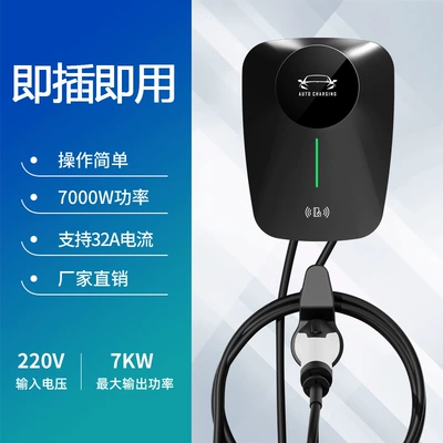 New Energy Vehicle Charging Pile 7Kw Charging Pile Household Slow Charging Byd Tesla Universal Manufacturer Direct Supply (Elektrikli avtomobil şarj stansiyaları) - 7kw-plug-and-charge-black-3m
