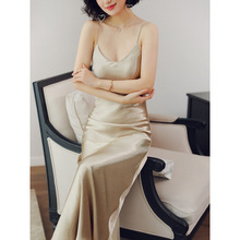 吊带裙连衣裙女长裙打底衫内搭衬裙度假沙滩裙缎面丝绸礼服