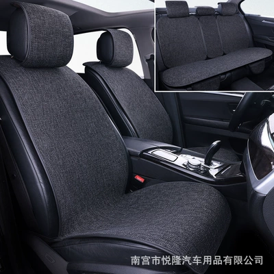 Linen Car Seat Cushion Set, Suitable for All Seasons, Non-Slip Seat Cushion Manufacturer Wholesale, Healthy Fabric with a Delicate Touch (Multi-function pad) - single-driver-classic-black
