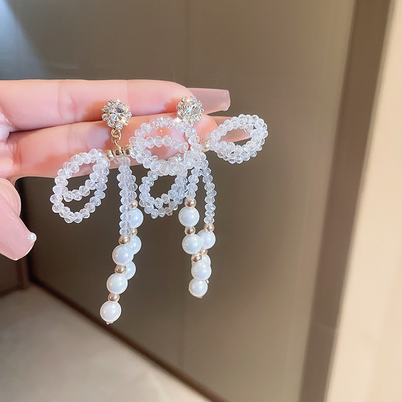 38g Weight Artificial Pearls, Zircon Inlay Material Drop Earrings Classification 1 Pair Quantity Daily Occasion Copper Material Heart Shape, Flower, Bow Knot Pattern Women'S Gender Plating Design Fashion Style 1 Pair Fashion Heart Shape Flower Bow Knot Copper Plating Artificial Pearls Zircon Drop Earrings 27