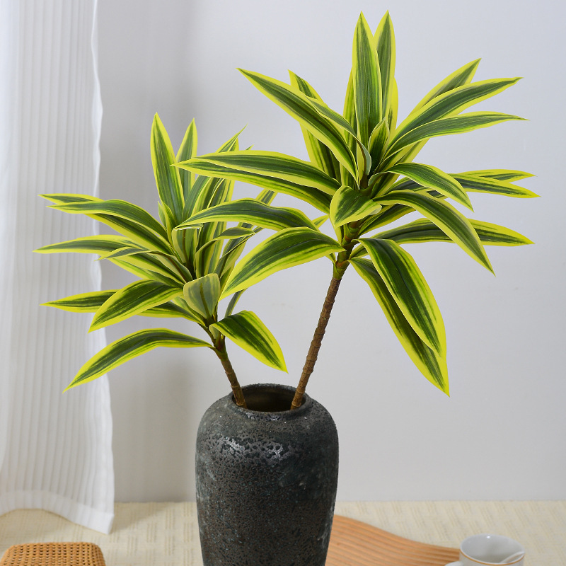 金邊百合竹 仿真花仿真綠植假植物黃金蘭花葉龍舌蘭家居裝飾婚慶