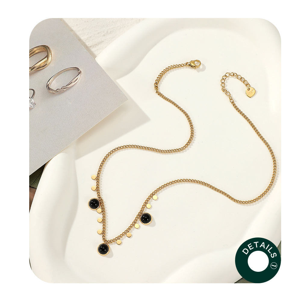 Fashion Geometric Stainless Steel Plating Natural Stone Necklace 1 Piece