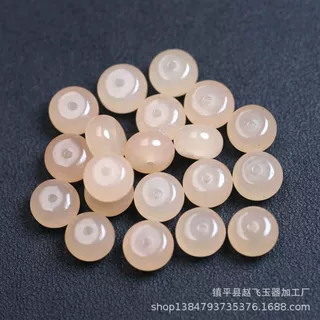 8x5mm和田玉色藕粉玉石算盘珠隔珠 DIY手链项链配珠隔珠