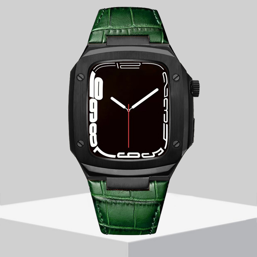 Aplicable applewatch7 correa de reloj Apple Caja Acero inoxidable uno cuero oficial hombres y mujeres 40/41