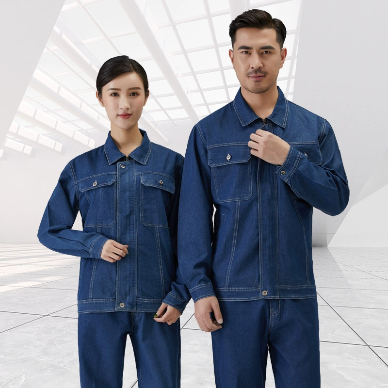 Летняя тонкая джинсовая рабочая одежда, костюм, мужская одежда для сварщика, защита труда, хлопковая одежда для авторемонта, ремонт машины, рабочая одежда с длинными рукавами, заводская одежда