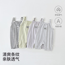 女童背带裤夏季新款2026韩版薄款吊带裤男女小童棉婴幼儿连体哈衣