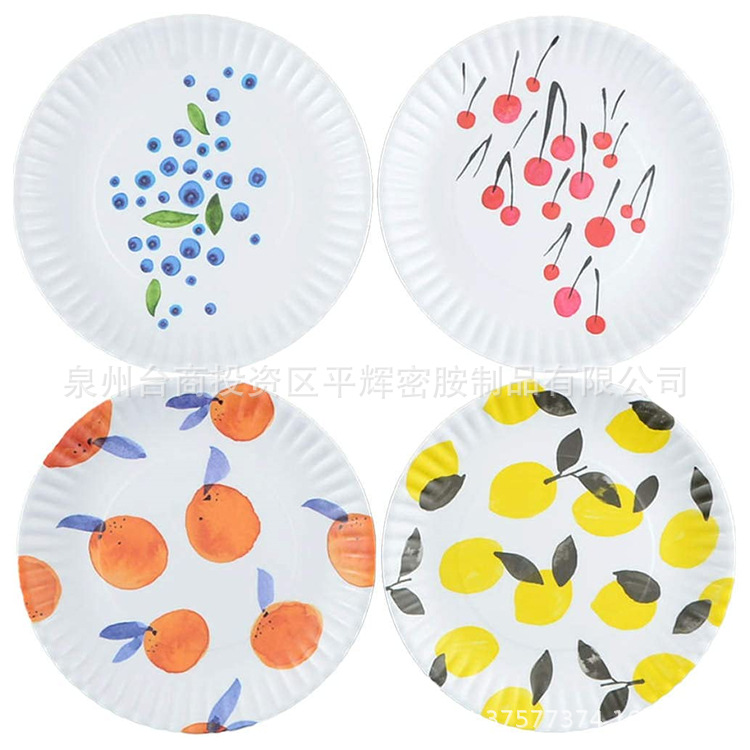 工厂定制生产 密胺餐具9寸餐盘点心盘 美耐皿纸盘 圆盘