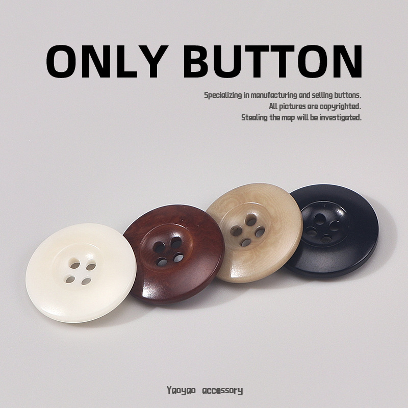 Four-Hole Buttons, Fruit-Shaped Buttons, Round Suit and Trench Coat Buttons, Decorative Buttons for Coats and Shirts