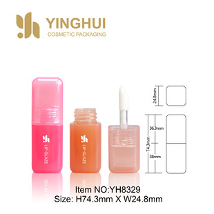 DIY Square Lip Gloss Tube, Cap Bottle Injection Molding with the Same Color, Standard Brush Head, Makeup Packaging Material