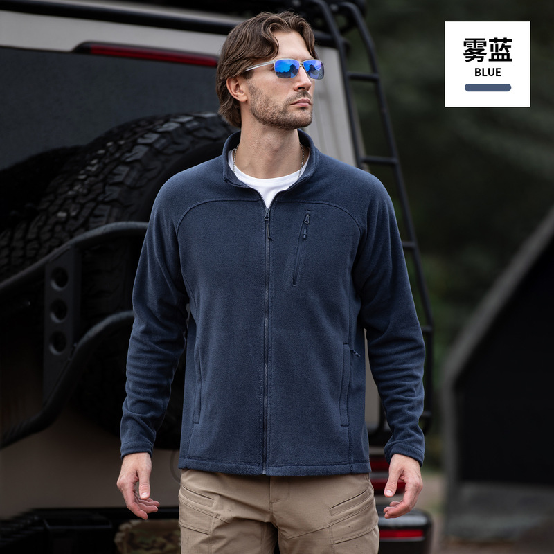 Men's Outdoor Fleece Jacket with Inner Liner, Polar Fleece Cardigan Coat, Autumn/Winter Tactical Sweatshirt