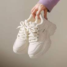 加绒老爹鞋女2025冬季轻便增高运动鞋时尚休闲皮面棉鞋ins潮