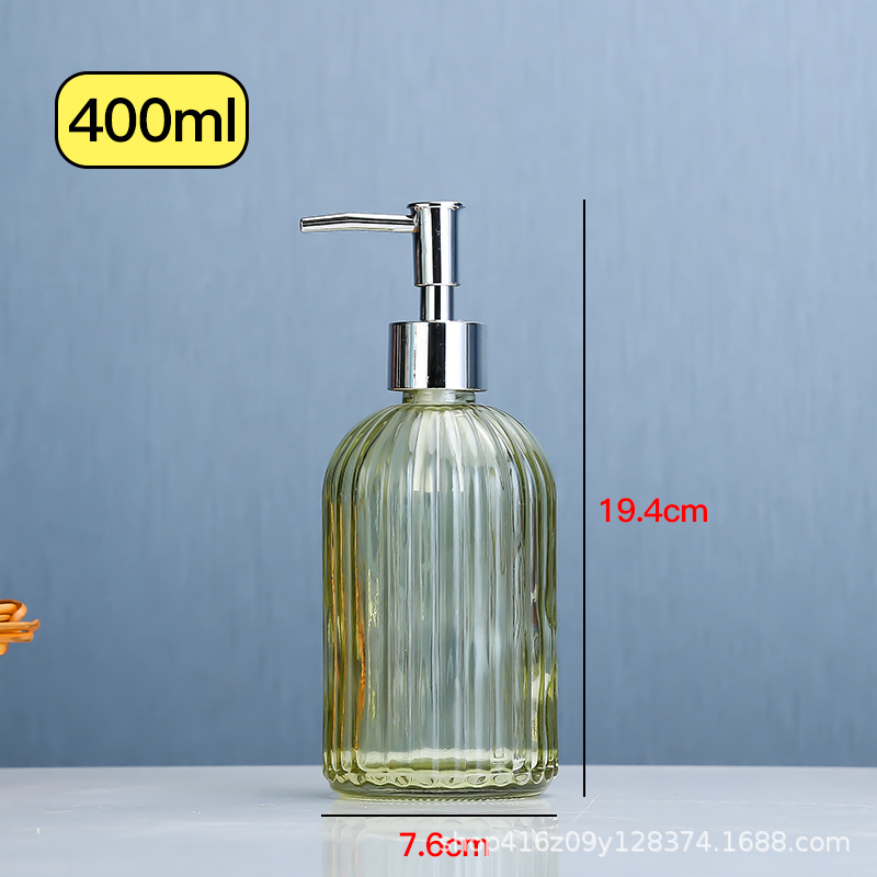 Color 400ml jabón líquido botella de prensa botella de desinfectante de manos de rayas verticales botella de loción botella de gel de ducha de vidrio de estilo europeo botella de Gel de Ducha