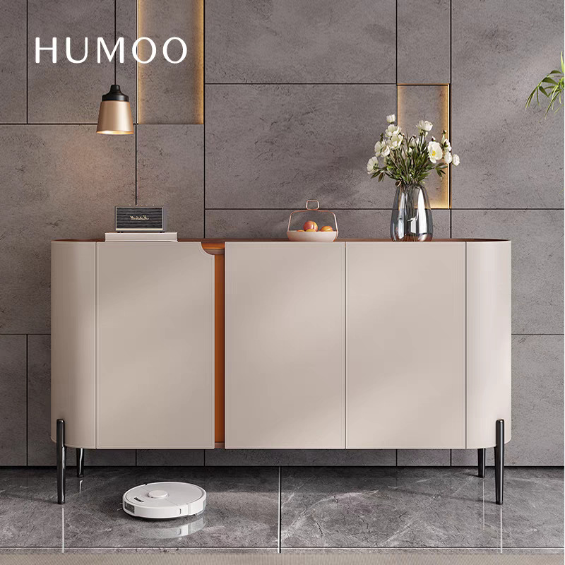 Italian Designer Orange Saddle Leather Sideboard Modern Bedroom Living Room Storage Cabinet Home Entrance Cabinet