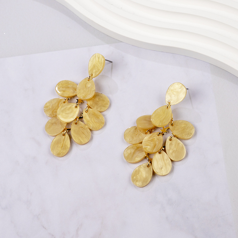 European and American fashion earrings autumn and winter exaggerated personality water drop acrylic acetate hand-stitching earrings holiday style earrings