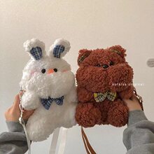 少女心毛绒包包2021新款日系可爱百搭兔子玩偶包萌软妹学生斜跨包