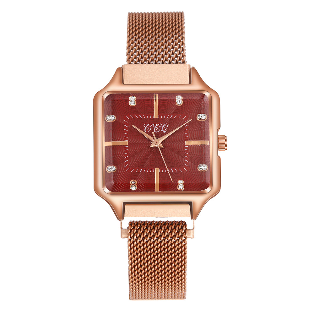 Modische Luxus-Quadrat-Zifferblatt mit Diamant-Intarsien, modische Magnetschnalle mit Quarz-Damenarmbanduhr_voghion.com