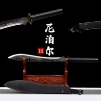 Цельный непальский длинный нож из марганцевой стали ручной ковки Longquan City, цельный длинный нож для кемпинга, установленный на автомобиле, холодное оружие без заточки