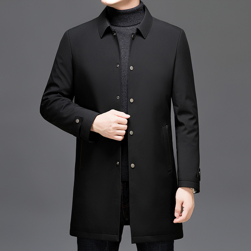 Brand High-End Cold-Proof down Jacket for Men 2025 New Business Casual Civil Servant Men's Warm Mid-Length Windbreaker
