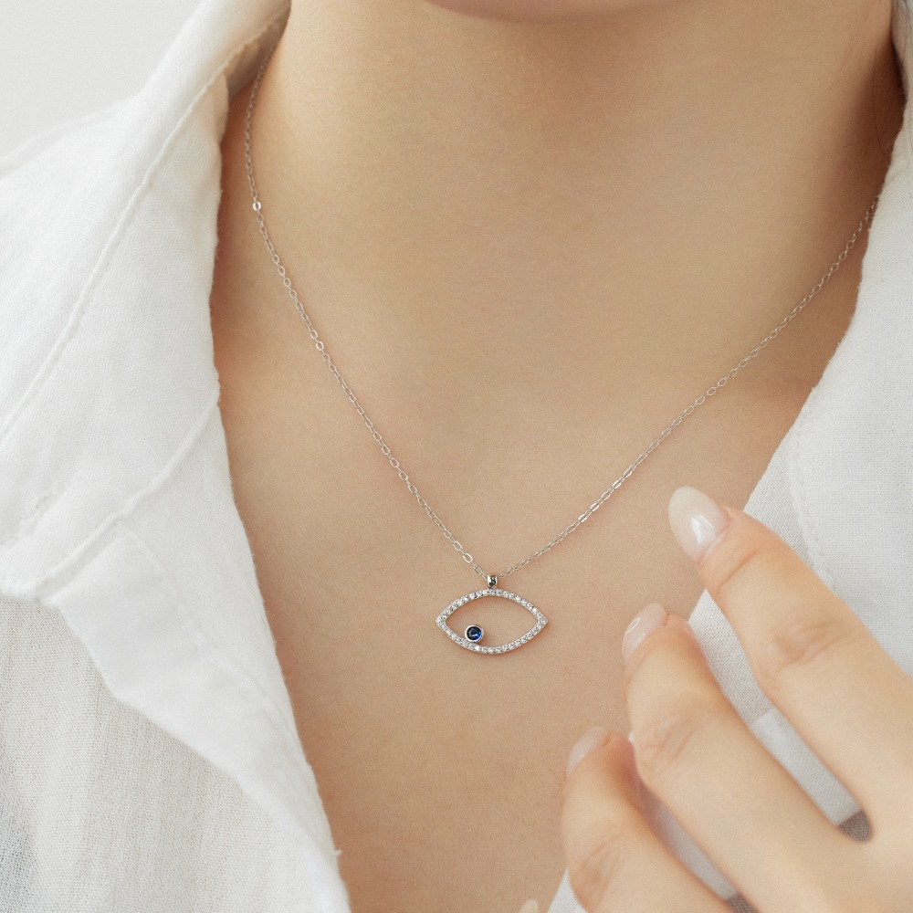7g Weight 925 Sterling Silver Pendant Material Zircon Inlay Material Pendant Necklace Classification 925 sterling silver Chain Material cable chain Chain Type 1 Piece Quantity Daily Occasion 925 Sterling Silver Material Palm, Eye Pattern Women's Gender Hollow Out, Inlay Design Simple Style, IG Style Style 925 Sterling Silver Zircon Cable Chain Hollow Out Inlay Palm Eye Pendant Necklace 59