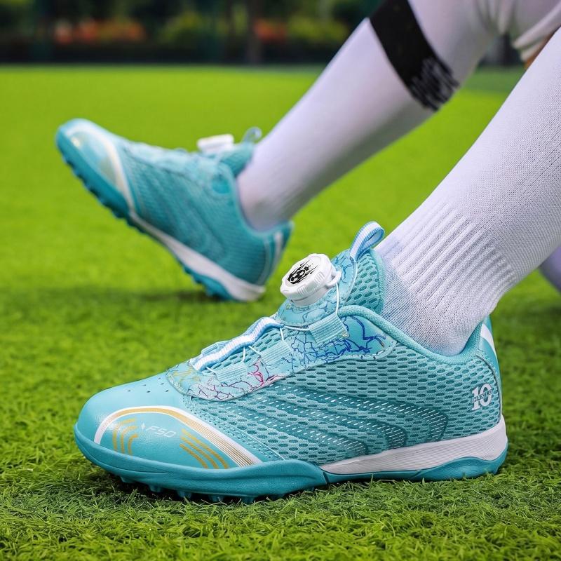 Zapatillas de Fútbol Infantil Talla 28-40, Malla y Caucho, Transpirable, Cierre Giratorio, para Terreno Firme