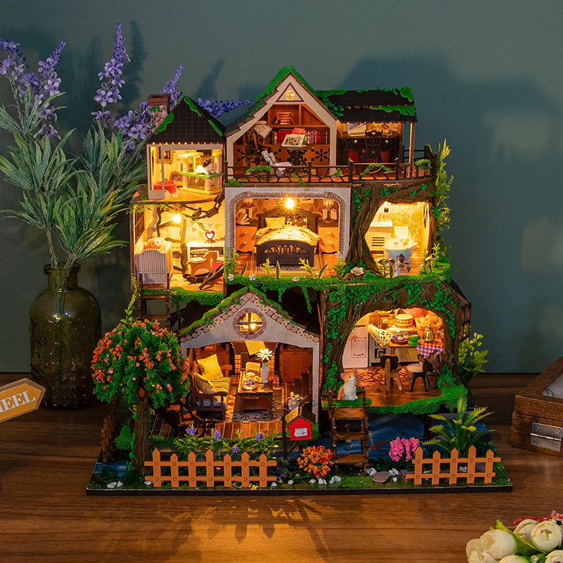 Hon Da diy キャビンおとぎ話の森 3D 立体組み立てブックスタンド建築モデル大人の絶妙なおもちゃギフトとして|undefined