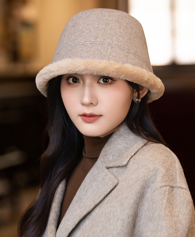 Cappello da pescatore caldo, spesso e foderato in pile, in stile giapponese, per donna, autunno inverno, elegante cappello a secchiello che snellisce il viso_voghion.com