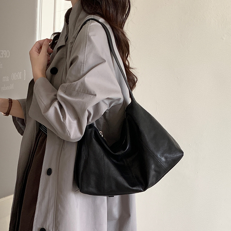 慵懒风羊皮植鞣hobo大包女大容量休闲软皮女包2025新款单肩托特包|undefined