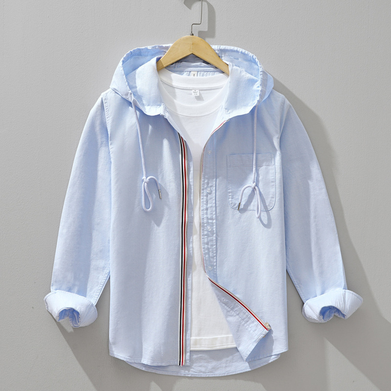 Korean trend hooded long sleeve shirt autumn American color matching casual shirt men's coat manufacturers in stock wholesale