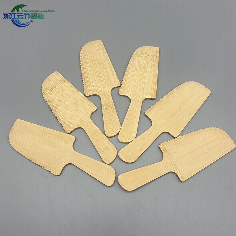 Venta al por mayor protección del medio ambiente bambú cumpleaños pastel vajilla cuchillo de corte de bambú engrosada pastel cuchillo con soporte de dientes cuchillo vajilla embalaje independiente