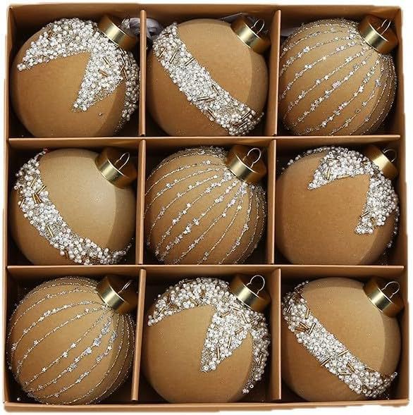 Pintado flocado bola de Navidad bola de decoración de Navidad colgante de árbol de Navidad accesorios de Navidad colgante de decoración de Navidad