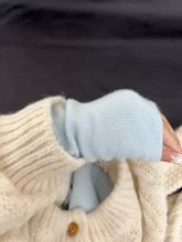 浅蓝色小立领内搭毛衣女软糯打底衫秋冬季一体绒加厚保暖针织上衣