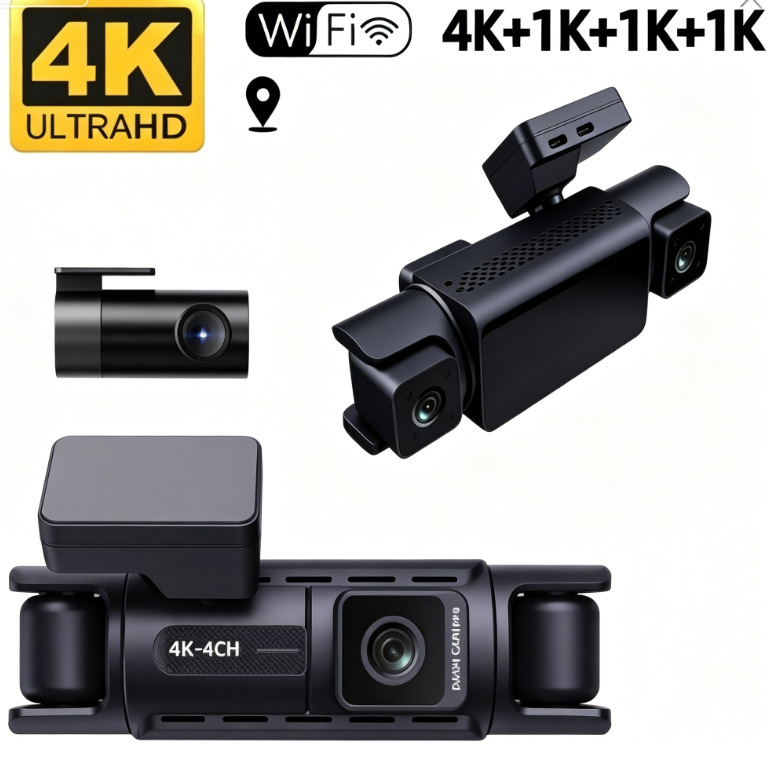 Cross-Border Hot-Selling Four-Channel Panoramic Driving Recorder with 3.4inch Ips High-Definition Display Screen and Four-Way Recording