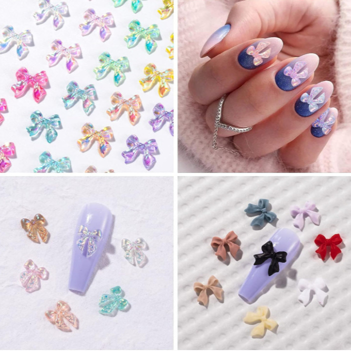 Cinta de uñas de desgaste transfronterizo Aurora tridimensional esmerilado arco joyería de uñas simple todo fósforo tridimensional pajarita hueca