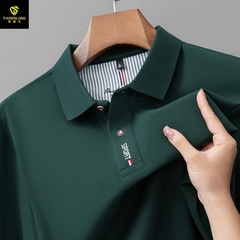派森龙秋冬新品100丝光棉翻领男polo衫纯色珠地六角珠商务休闲T恤