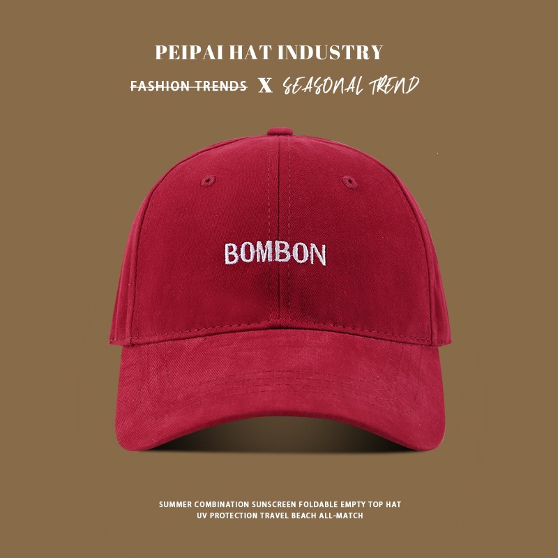 Embroidered BOMB hairy baseball cap py wine red