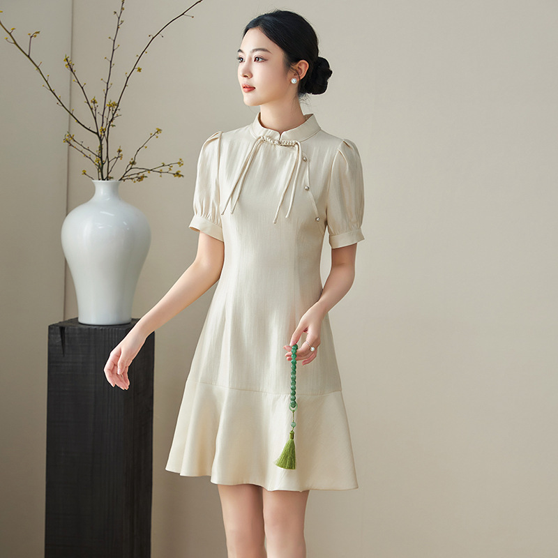 Đầm suông nữ midi mùa hè tay ngắn — 2423305 - Màu mơ chi tiết 6
