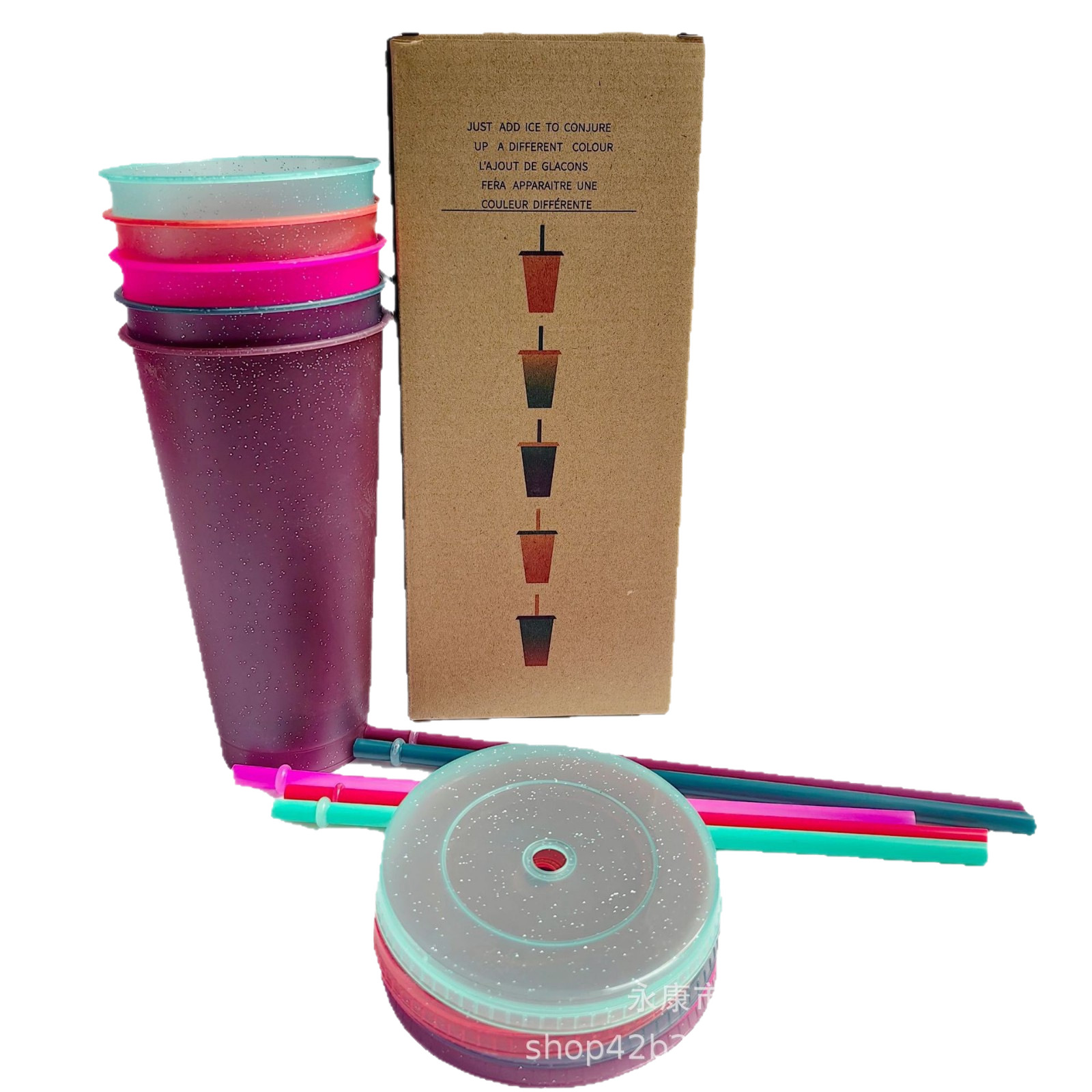 Taza de lentejuelas de brillo de papá estrella caliente transfronteriza de gran capacidad pp taza de pajita de plástico taza de agua de moda al por mayor