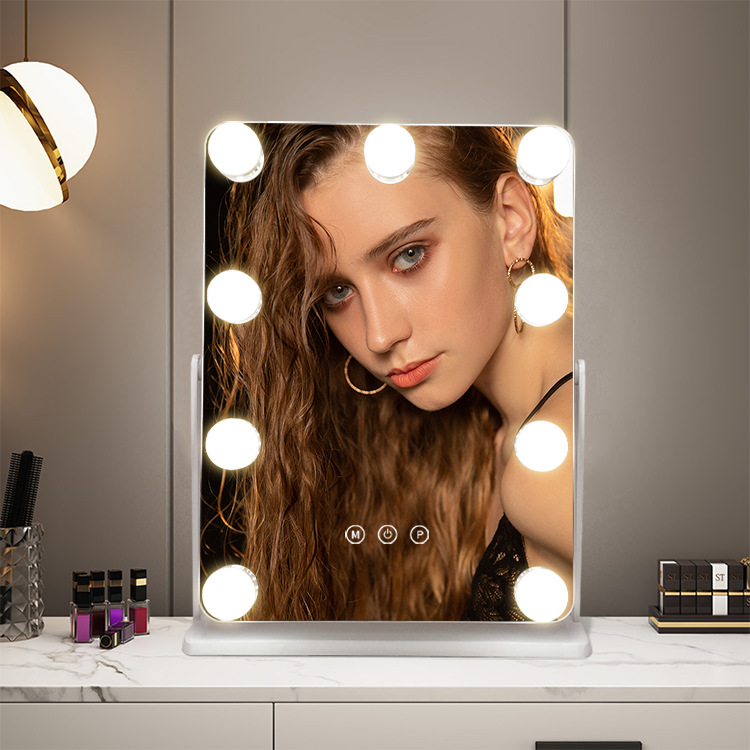 Espejo de maquillaje Hollywood Hollywood Espejo de maquillaje led luminoso de escritorio de Amazon Espejo de maquillaje de tres colores con bombilla