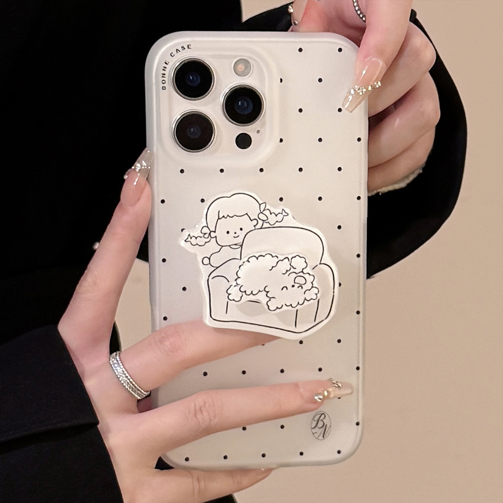 Soporte giratorio simple de dibujos animados, adecuado para fundas de teléfono Apple 17, 15 Pro Max, iPhone 16, funda suave para iPhone 13