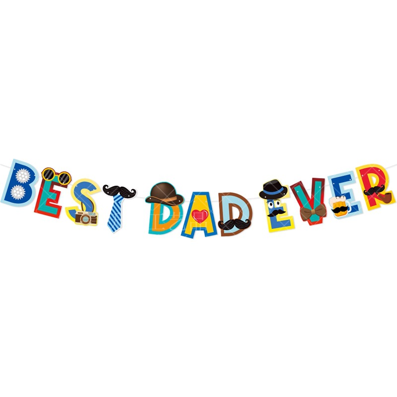 Día del Padre tema Fiesta banner mejor papá nunca tire bandera Garland amor barba espiral colgante