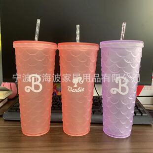 2023��ģ��24OZ������ӡˢbarbie���ָ��ᎧPETG���������p��ˮ��