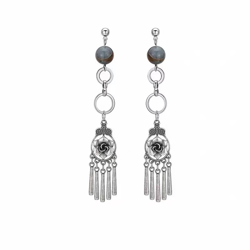 New "Dream Lull" ethnic aesthetic earrings with s925 silver pins, original design, vintage tassel drop earrings