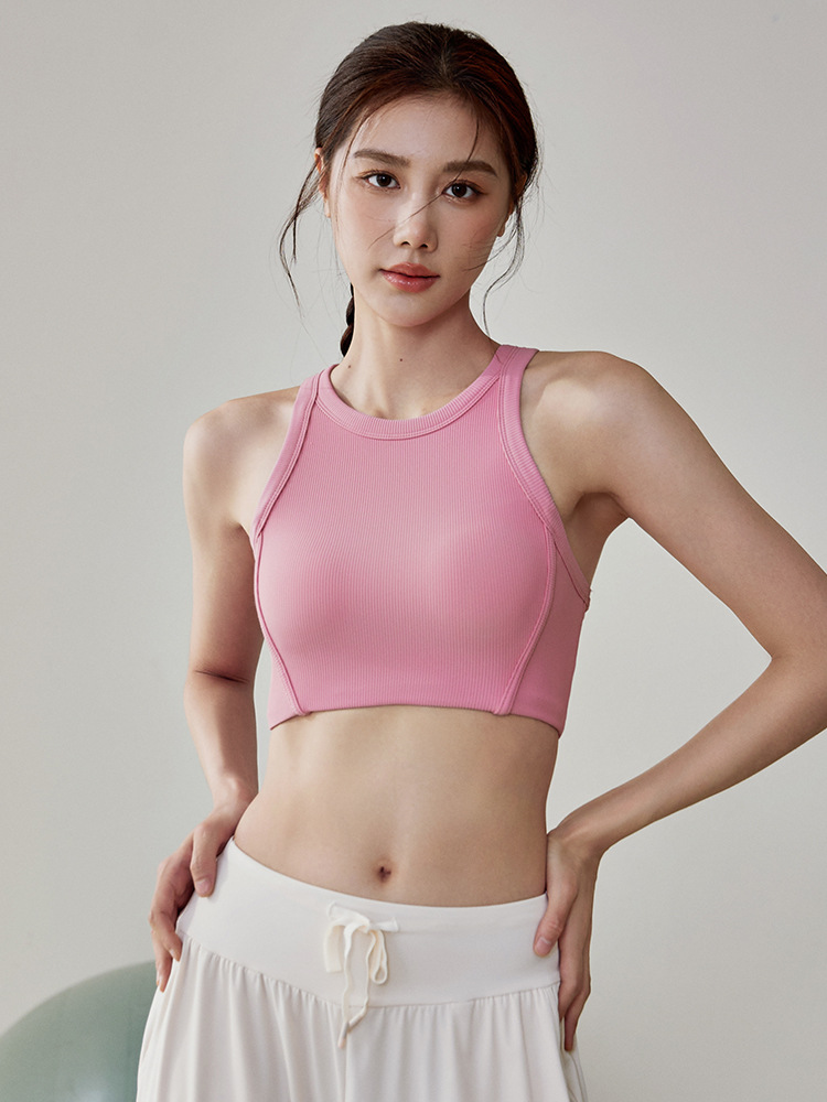 防震運動下着女性夏一体カップ通気外着ランニング美背ヨガ服ベストフィットネスブラジャーセット