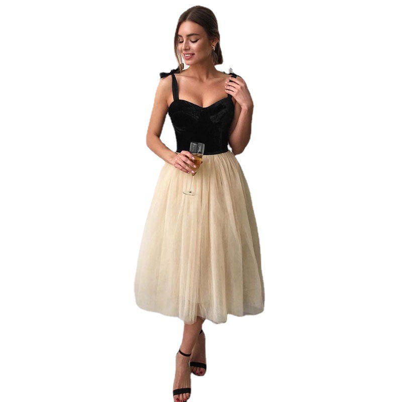 Comercio exterior europeo y americano Amazon AliExpress deseo vestido de noche V sexy Sling adelgazamiento vestido de banquete soporte personalización