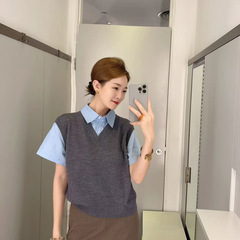 C*S专柜同款2025秋季新款设计感小众羊毛衬衫两件套上衣女