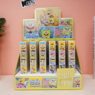 QD-2323 Spongebob Hot Stamping Blind Box Push Pen Cartoon Style Gel Pen High Color Value Sign Pen ST Speed