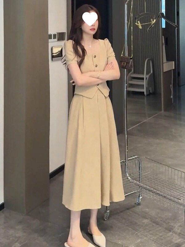 高级感千金气质小香风套装裙两件套女夏季时尚洋气半身裙短款上衣|undefined