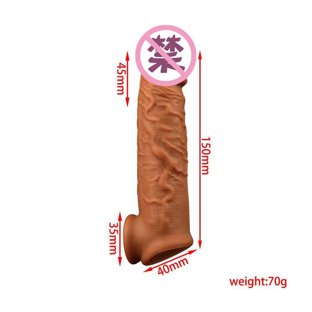 Lock-On Condom Sleeve for Men, Textured TPE Extension, Manual Couple’s Toy — detail image 2