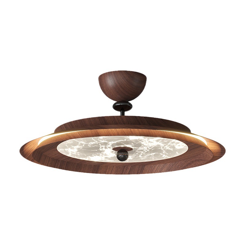 Araña de restaurante de grano de madera de nogal medieval, rojo de red simple moderno, luz creativa, lámpara de estudio de dormitorio de lujo, lámpara de Zhongshan